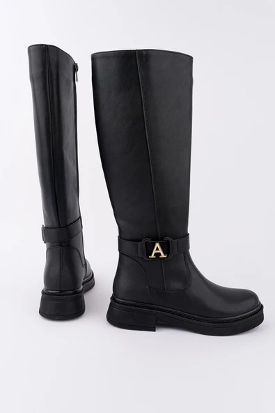 Muggo AVENTRA Kemer ve Toka Detaylı Fermuarlı Kadın Çizme