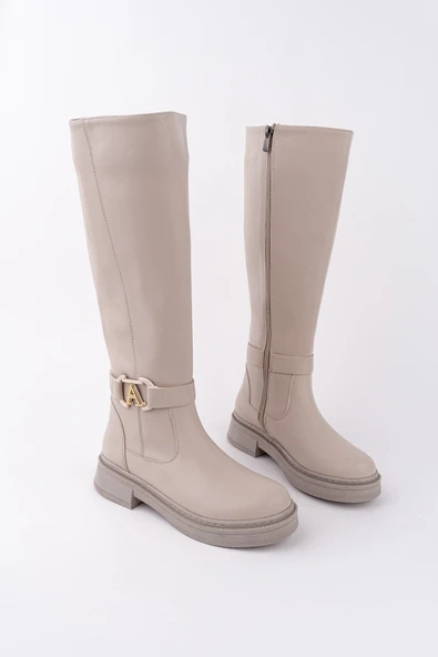 Muggo AVENTRA Kemer ve Toka Detaylı Fermuarlı Kadın Çizme - 7