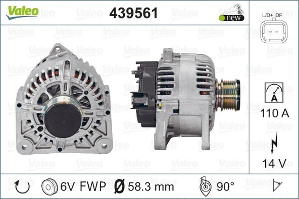 Renault Alternator 12 V 110 A Duster Logan 1.5 DCI - Valeo 406770 - Resim 1