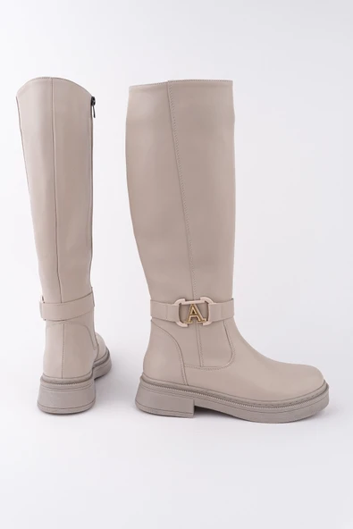 Muggo AVENTRA Kemer ve Toka Detaylı Fermuarlı Kadın Çizme - 8
