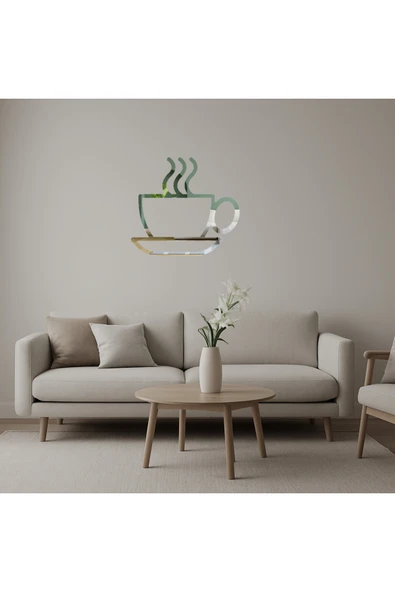Akman Çay veya Kahve Fincanı Dekoratif Duvar Aynalı Tablosu 47,1 cm x 42,7 cm - ACL6203803-8893