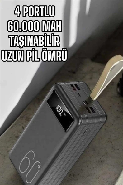 Powerbank 60.000 MAH Dijital Göstergeli 4 Portlu Taşınabilir ürün görseli 1