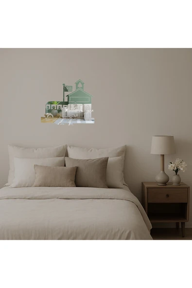 Akman Okul Otobüsü ve Öğrenciler Dekoratif Duvar Aynalı Tablosu 47,5 cm x 41,8 cm - ACL6208017-7920 - 2