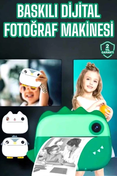 Çocuklar İçin Özel Fotoğraf Makinesi Printer Kamera Taşınabilir HD - 2
