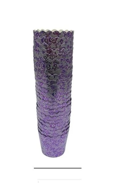 Cupcake/Muffin /Suffle Kek Kapsülü Desenli Mor 25 li (mini) ürün görseli