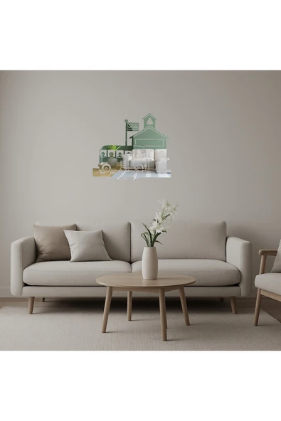 Akman Okul Otobüsü ve Öğrenciler Dekoratif Duvar Aynalı Tablosu 47,5 cm x 41,8 cm - ACL6208017-7920