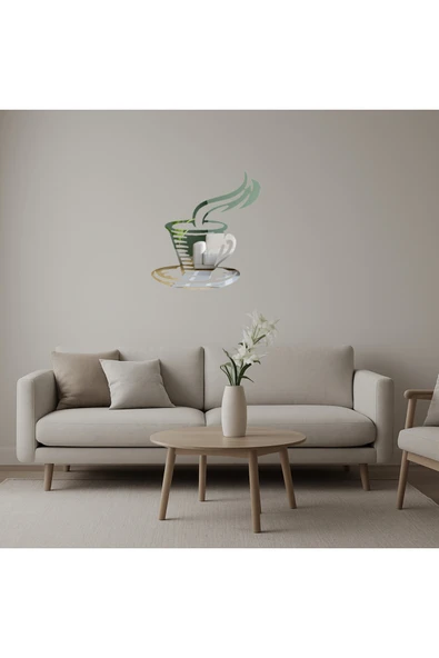 Akman Çay Fincanı Tasarımlı Dekoratif Duvar Aynalı Tablosu 42,7 cm x 46,7 cm - ACL6206809-2843