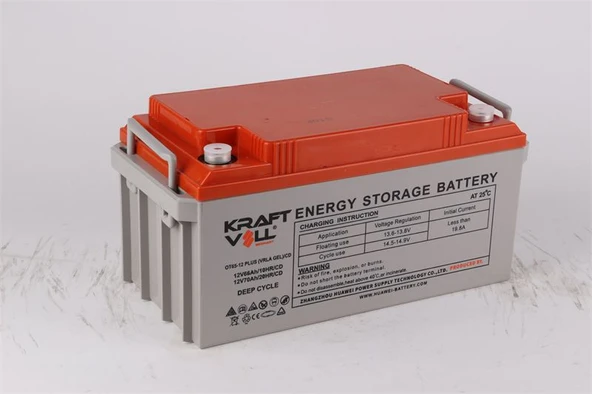 Aku Aku 12v 66 Ah (10hr),70 Ah (20 Hr) Plus Vrla Gel CD Deep Cycle Gel (350 X167×173x173) - Kraftvoll 18070001 - Resim 1