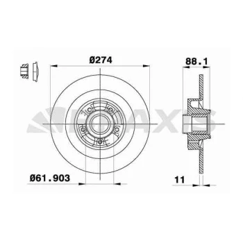 Renault Rulmanlı Arka Fren Disk Aynası Renault Kangoo II Citan 1.5dci 1.6i - Braxıs Ad0286 ürün görseli