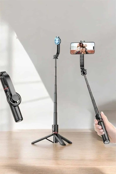 Kumandalı Tripod Telefon Tutucu Selfie Çubuğu 360 Derece Dönebilen - 2