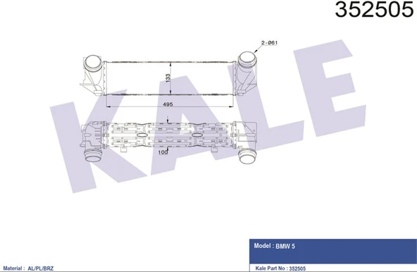 Bmw Turbo Radyatoru Bmw F10 F11 N20 - Kale 352505 ürün görseli