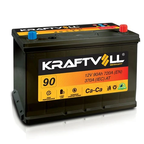 Aku Aku 12v 90 Ah N70 (306×173×225) Tam Kapalı Ters - Kraftvoll 18010016 - Resim 1