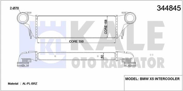 Bmw Turbo Radyatoru Bmw M57n X5 E53 03>06 - Kale 344845 ürün görseli