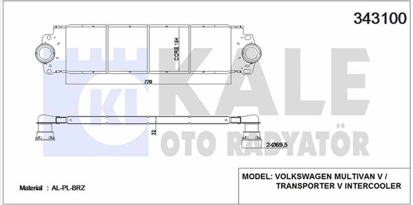 Vag Turbo Radyatoru Transporter T5 T6 1,9 / 2,5tdi Axb Axc Axd Axe Caaa Caab Caac Caad Caae 03>15 - Kale 343100 ürün görseli