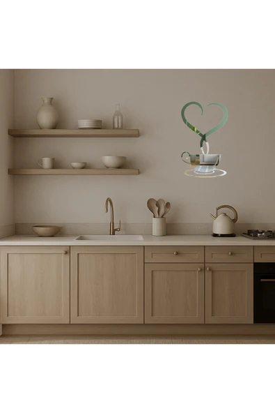 Akman Kalpli Çay Fincanı Dekoratif Duvar Aynalı Tablosu 58 cm x 94,2 cm - ACL6208643-8751 - 3