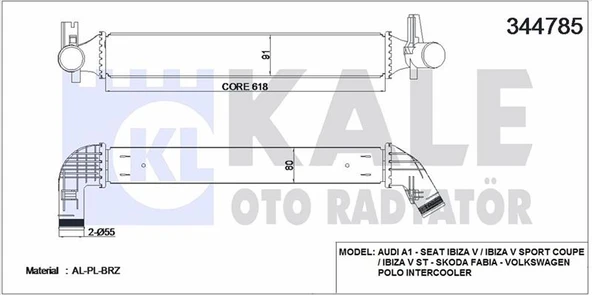 Vag Turbo Radyatoru İntercooler Polo 1,4 / 1,8gti 2,0r 10> Fabıa 1,4tsi Rs 10>14 İbiza V 1,4tsi 2,0tdi 0 - Kale 344785 ürün görseli