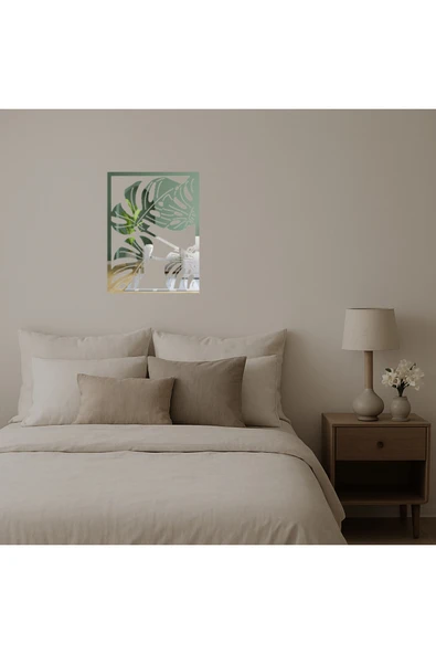 Akman Monstera Bitkisi Desenli İç Mekan Aynalı Tabloi 72 cm x 94,8 cm - ACL6209824-4975 - 2