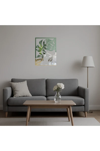 Akman Monstera Bitkisi Desenli İç Mekan Aynalı Tabloi 72 cm x 94,8 cm - ACL6209824-4975 - 5