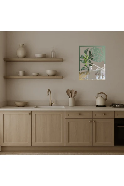 Akman Monstera Bitkisi Desenli İç Mekan Aynalı Tabloi 72 cm x 94,8 cm - ACL6209824-4975 - 3