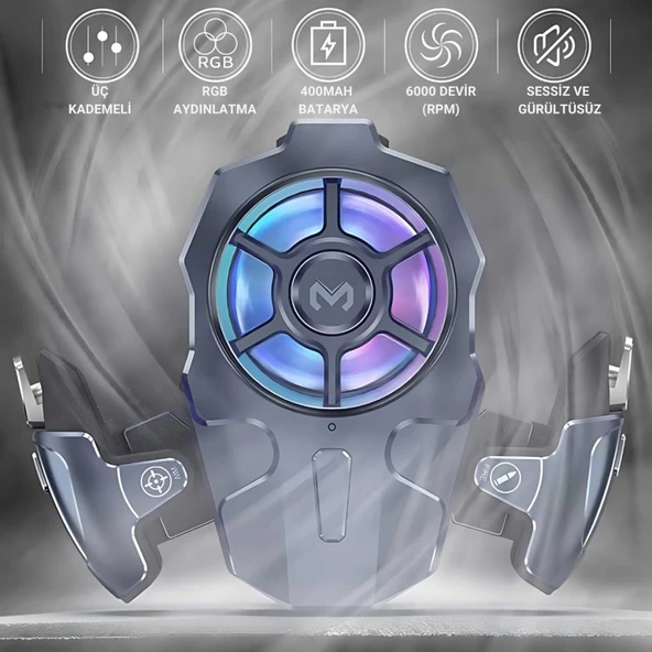 Coofbe Profesyonel Turbo Fan 4000Mah 6000RPM 2İN1 Ayarlanabilir Tetik Telefon Soğutucu Radyatör 3 Kademeli - Resim 3