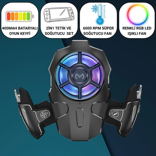 Coofbe Profesyonel Turbo Fan 4000Mah 6000RPM 2İN1 Ayarlanabilir Tetik Telefon Soğutucu Radyatör 3 Kademeli ürün görseli 1