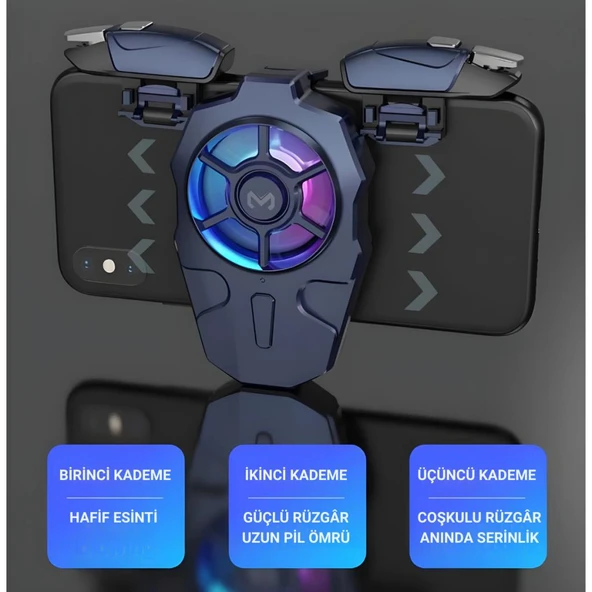 Coofbe Profesyonel Turbo Fan 4000Mah 6000RPM 2İN1 Ayarlanabilir Tetik Telefon Soğutucu Radyatör 3 Kademeli - Resim 11