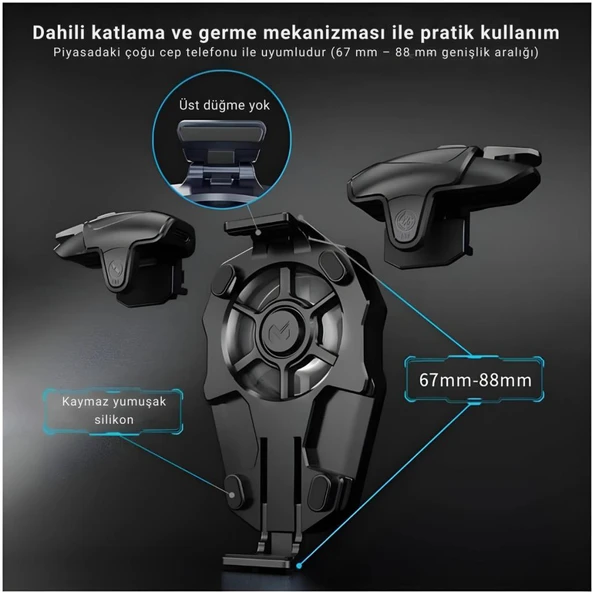 Coofbe Profesyonel Turbo Fan 4000Mah 6000RPM 2İN1 Ayarlanabilir Tetik Telefon Soğutucu Radyatör 3 Kademeli - Resim 10