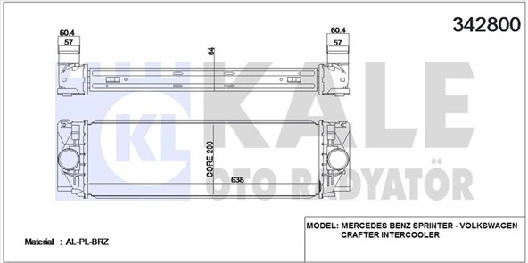 Vag Turbo Radyatoru Crafter Sprinter 3t 3,t5 2,0 / 2,5tdi 06> - Kale 342800 ürün görseli