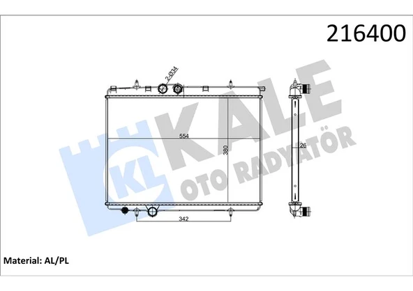 MOTOR SU RADYATORU P206 P206+ (T3E) 1,4 / 1,6 16V / 2,0 16V / 1,4HDI KLIMALI P206 TU5JP4 (1,6 16V) - KALE 2033011AB - 1