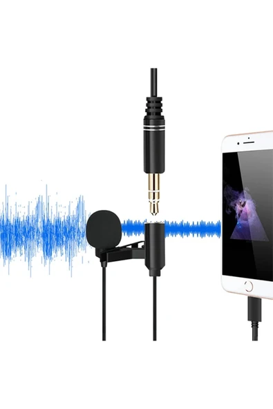 Akman ALLY iPhone Lightning Yaka Mikrofonu+3.5MM jack Profesyonel Youtuber Mikrofonu-( - ACL6201785-9616 - Resim 3