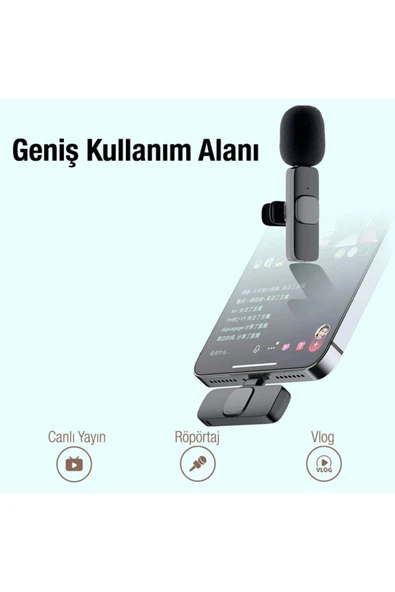 Akman Ally K8 Lightning iPhone Tak Konuş Wireless Kablosuz Mini Yaka Mikrofonu Canlı - ACL6209213-9174 - Resim 5