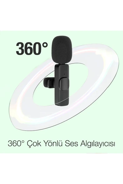 Akman Ally K8 Lightning iPhone Tak Konuş Wireless Kablosuz Mini Yaka Mikrofonu Canlı - ACL6209213-9174 - Resim 3