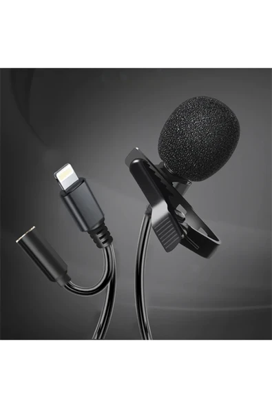 Akman ALLY iPhone Lightning Yaka Mikrofonu+3.5MM jack Profesyonel Youtuber Mikrofonu-( - ACL6201785-9616 - Resim 4