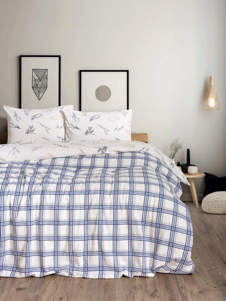 Flanel Nev Takımı Çift Kişilik Lavanid Mavi ürün görseli