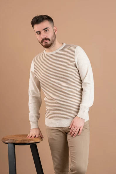 SAN&FA TRİKO SIFIR YAKA REGULAR FİT DESENLİ ERKEK TRİKO KAZAK - 2