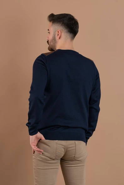 SAN&FA TRİKO SIFIR YAKA REGULAR FİT DESENLİ ERKEK TRİKO KAZAK - 10