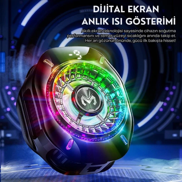 Coofbe Gösteregeli 5000 RPM Turbo Fan Işıklı Klipsli Buz Etkili Telefon Soğutucu Radyatör Tüm Telefonlara Uyumlu - 11