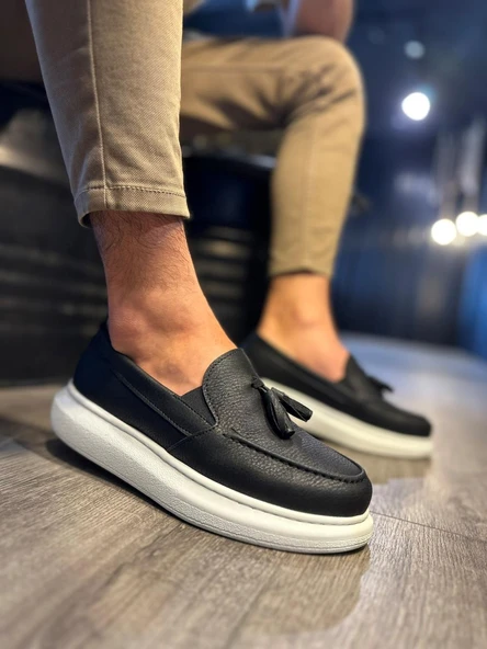 Günlük Spor Klasik Ayakkabı Siyah (Beyaz Taban) - Resim 2