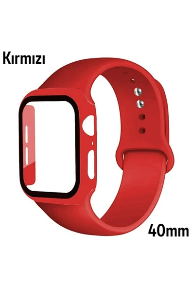 Akman ALLY Apple Watch 4-5-6 40mm Silikon Kordon Kayış ve Ekran Koruyucu Kılıf-(19 - ACL6202490-3869 - 6