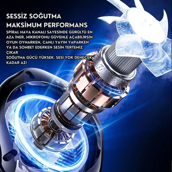 Coofbe Gösteregeli 5000 RPM Turbo Fan Işıklı Klipsli Buz Etkili Telefon Soğutucu Radyatör Tüm Telefonlara Uyumlu - 5