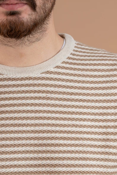 SAN&FA TRİKO SIFIR YAKA REGULAR FİT DESENLİ ERKEK TRİKO KAZAK - 4