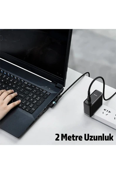 DropCep Zinc Manyetik Type-C to DC Round (55x25mm) Laptop Şarj Kablosu 100W 2m-(1903) - CKPG2013-6367 - Resim 3