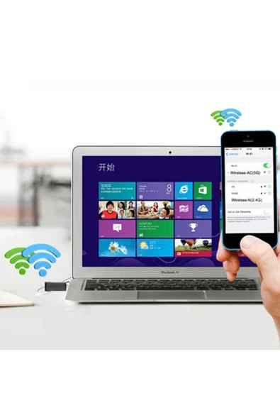 CepteToptan ALLY Çift Bant 600 Mbps 2.4 GHz +5 GHz USB Kablosuz Wifi Adaptör-(1903) - tyigo9665-7768 - Resim 4