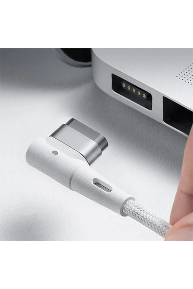Akman Zinc Manyetik L Uçlu 60W Macbook Hızlı Şarj Güç Kablosu 2m-(1903) - ACL6206989-8284 - Resim 5