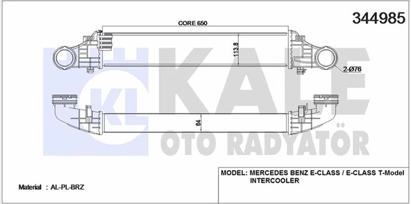 Mercedes Turbosarj Radyatoru E-Class W211 02>08 S211 03>09 - Kale 344985 ürün görseli