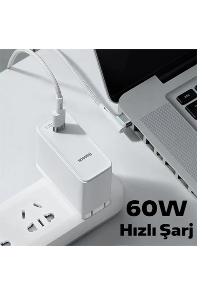 Akman Zinc Manyetik L Uçlu 60W Macbook Hızlı Şarj Güç Kablosu 2m-(1903) - ACL6206989-8284 - Resim 3