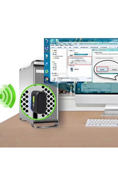 CepteToptan ALLY Çift Bant 600 Mbps 2.4 GHz +5 GHz USB Kablosuz Wifi Adaptör-(1903) - tyigo9665-7768 - Resim 5