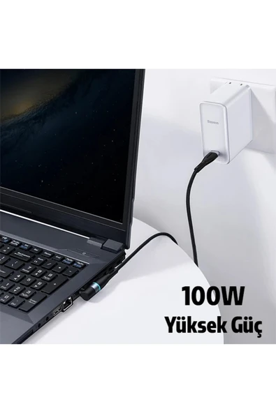 MST BOUTİQUE Zinc Manyetik Type-C to DC Round (40x17mm) Laptop Şarj Kablosu 100W 2m-(1903) - MSTBQ2327-7257 - Resim 2
