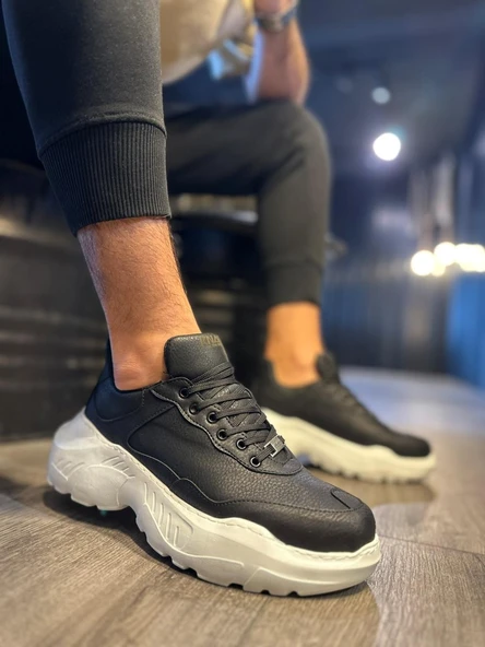 Yüksek Taban Günlük Ayakkabı N Siyah (Beyaz Taban) ürün görseli