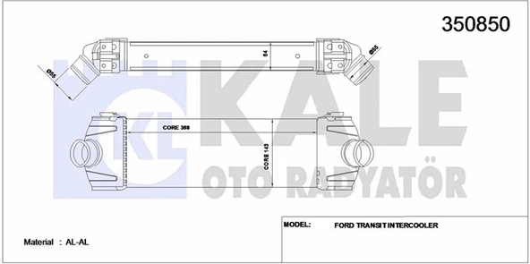 Ford Turbo İntercooler  Radyatoru Transıt V347 2,2tdci / 2,4tdci 06>14 - Kale 350850 ürün görseli